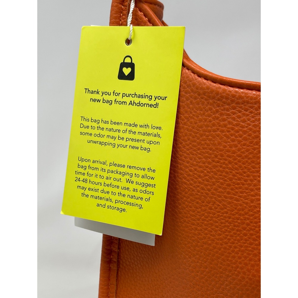Ahdorned Orange Vegan Leather Messenger Crossbody Bag with 2 Guitar‎ Straps NEW - Picture 3 of 11